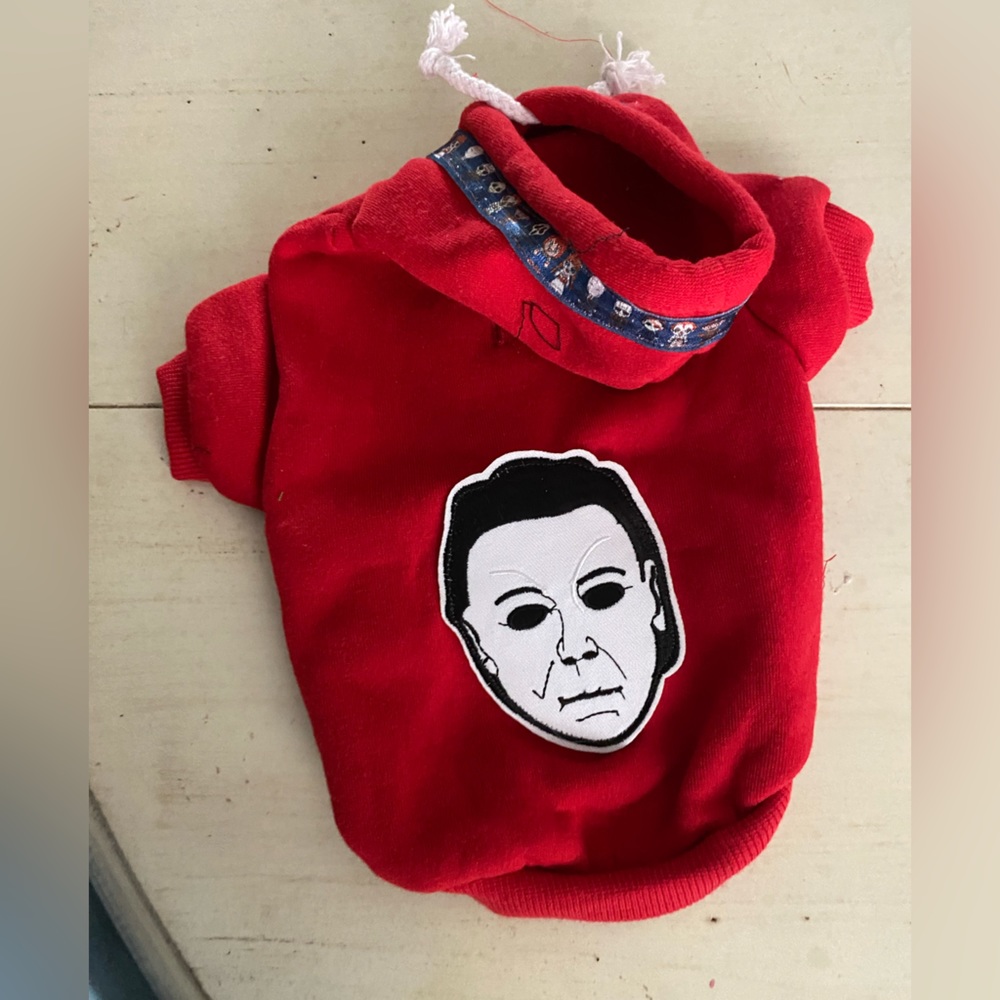 Michael Halloween dog small sweatshirt horror movie red movie scary pet jason